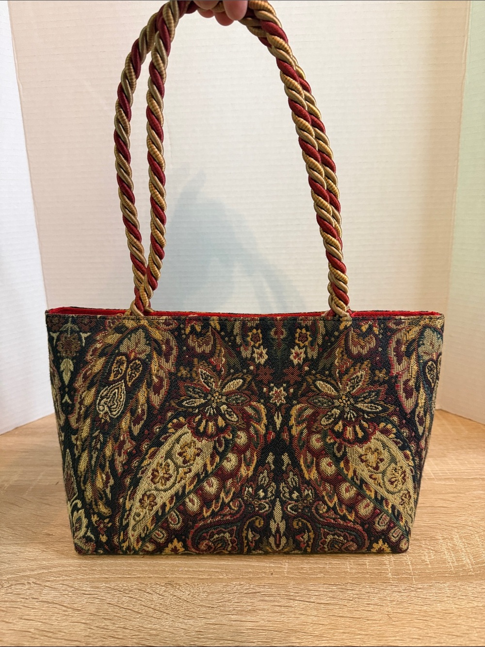 Sana USA Tapestry Tote Bag Paisley Jacobean Rope Handle Large Boho Purse